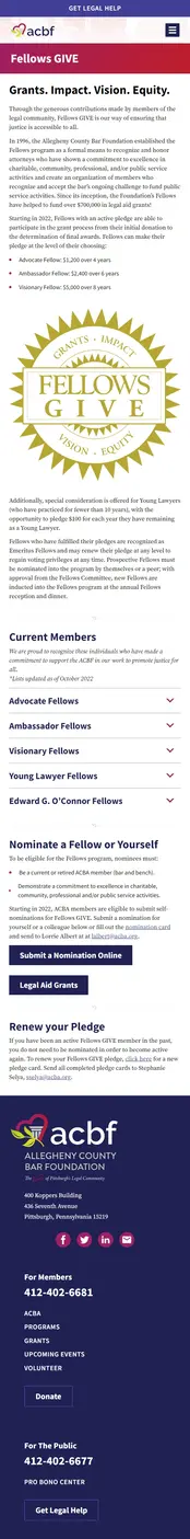ACBF mobile screenshot