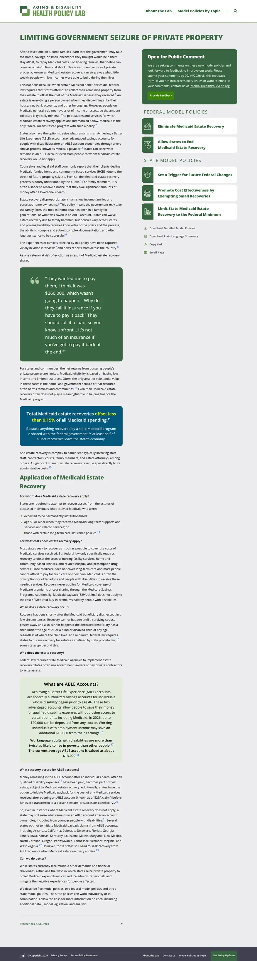 Aging & Disability Health Policy Lab desktop screenshot