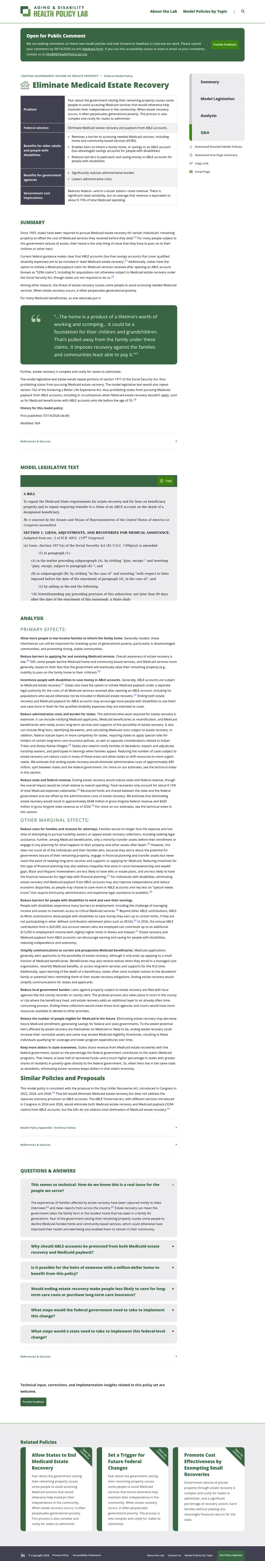Aging & Disability Health Policy Lab desktop screenshot