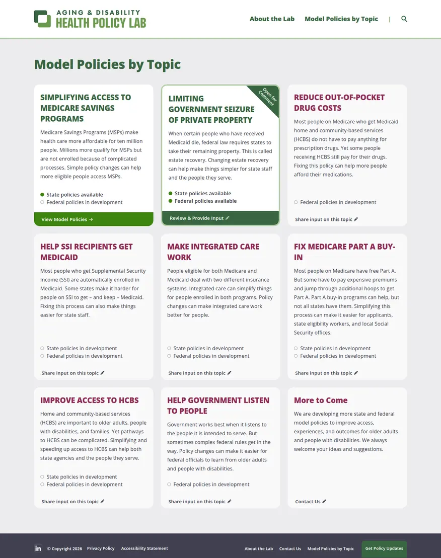 Aging & Disability Health Policy Lab desktop screenshot