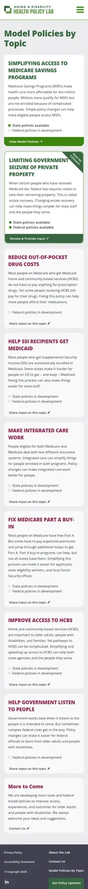 Aging & Disability Health Policy Lab mobile screenshot