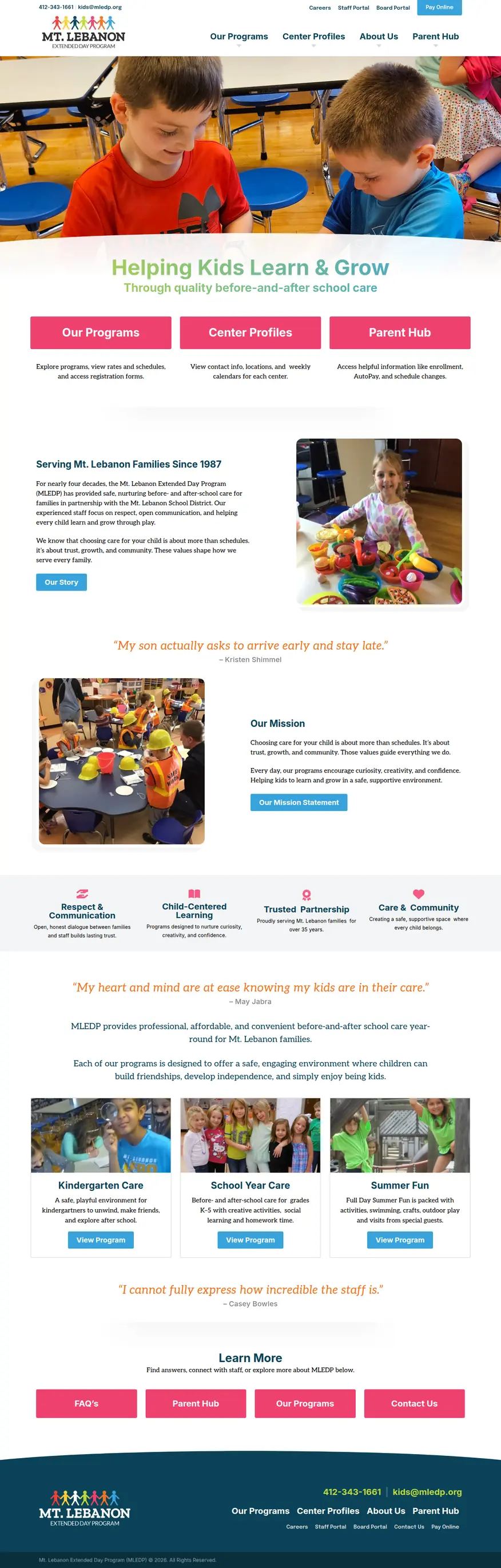 Mt. Lebanon Extended Day Program desktop screenshot
